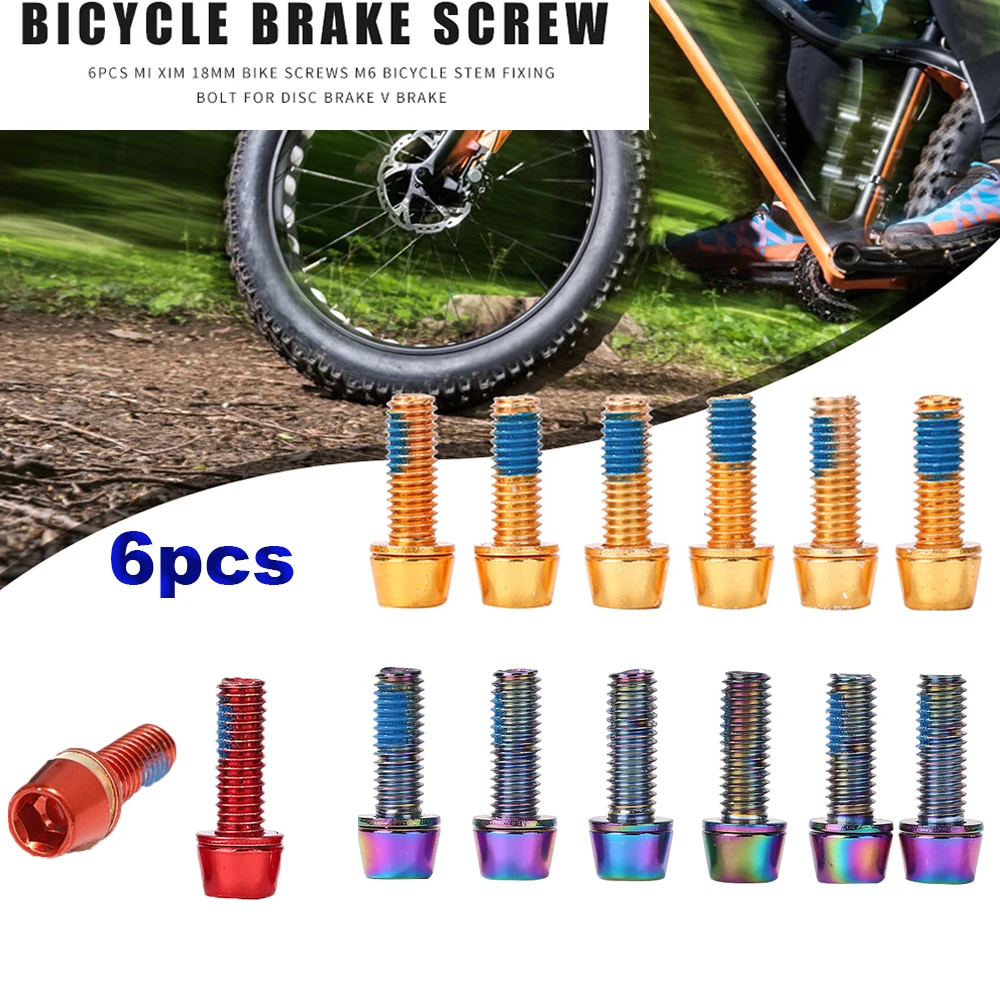 

6pcs Bicycle Accessories Crank Clamp Electroplating Colorful Fixing Bolts Stem Screw Disc Brake Screw Screws