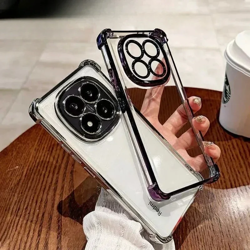 Transparent Silicone Shockproof Phone Case with Plating Finish and Soft Back Cover Bumper