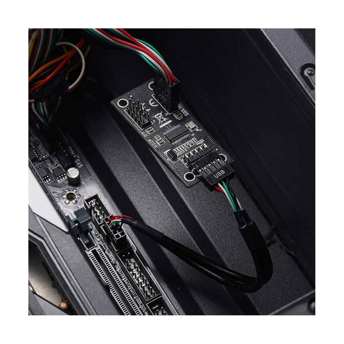 AT87-USB Hub USB Splitter USB2.0 9Pin to Dual 9Pin Hub Adapter Riser Motherboard USB Connector 1 to 2 Extension Cable