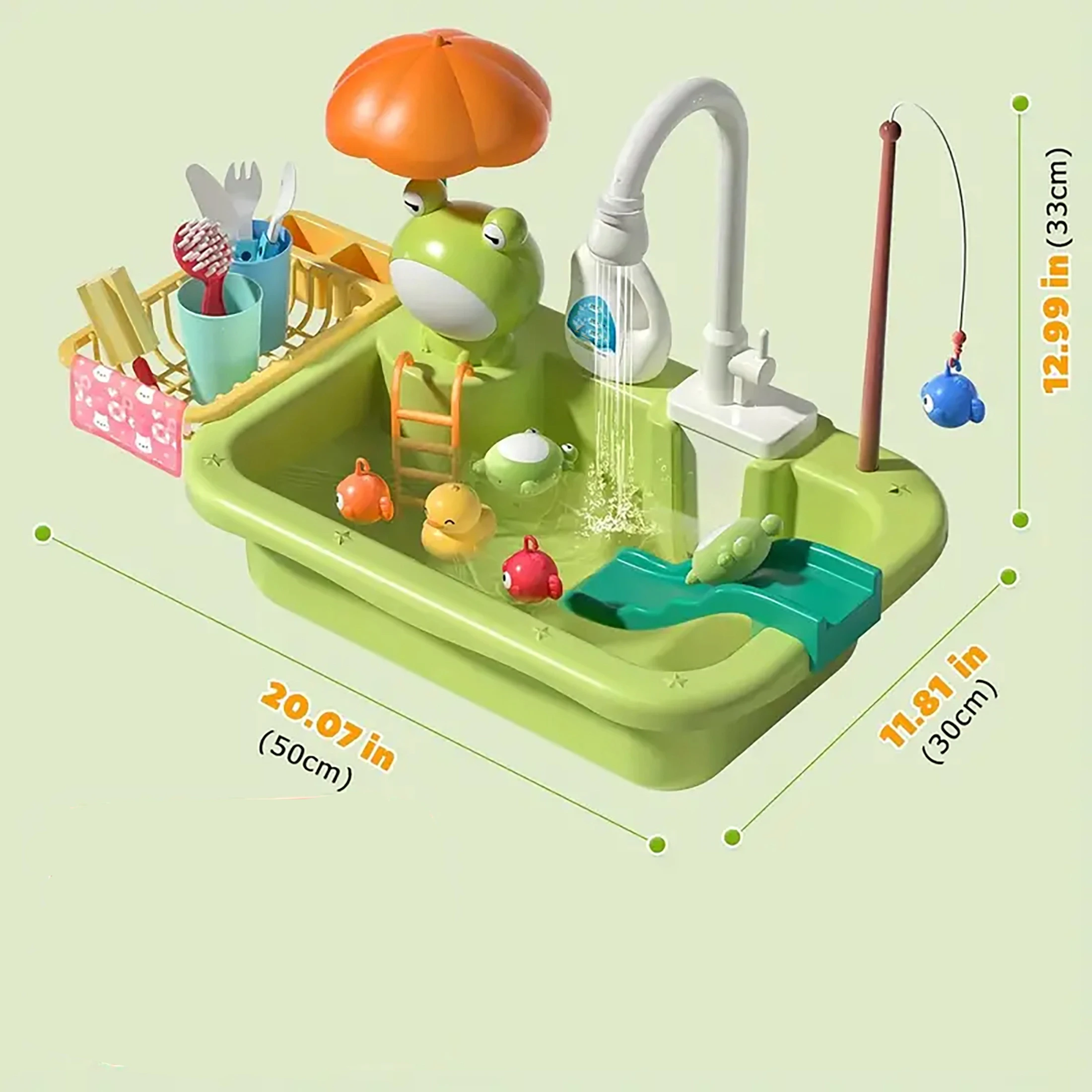 Fregadero De Juguete Con Agua Corriente – Cocina De Simulación Con Accesorios, Incluye Juguetes De Pesca Y Utensilios