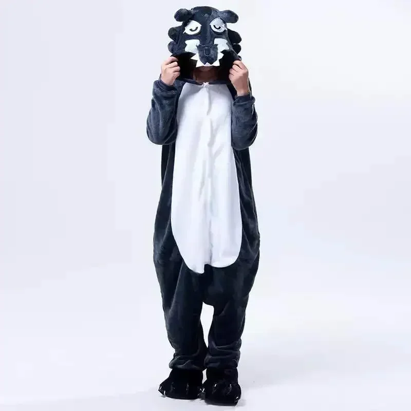 

Adults Wolf Cosplay Pajamas Anime Animal Onesies Costume Jumpsuit Pajamas Hooded Sleepwear Halloween One Piece for Performing