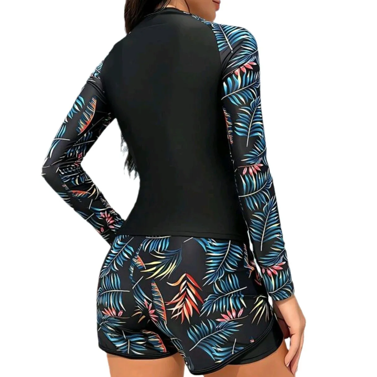Women's Swimsuit Rash Guards Long Sleeve Swimwear Surfing Sports Pool Swimming Suit Beachwear Two-Piece Bath Suits Monokini