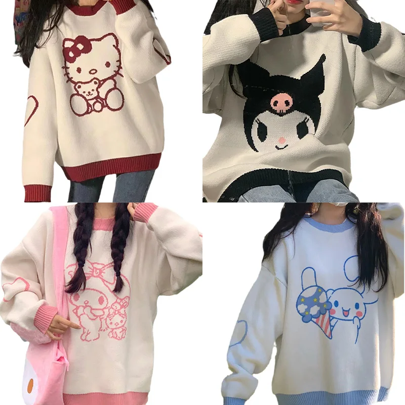 Kawaii My Melody Kuromi Cinnamoroll Kt Cat Stitching Embroidery Round ...