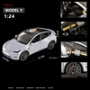 New 1:24 Teslas Model Y Model 3 With Charging Pile Alloy Car Die Cast Toy Car Model Sound and Light Children's Collectibles Gift 3