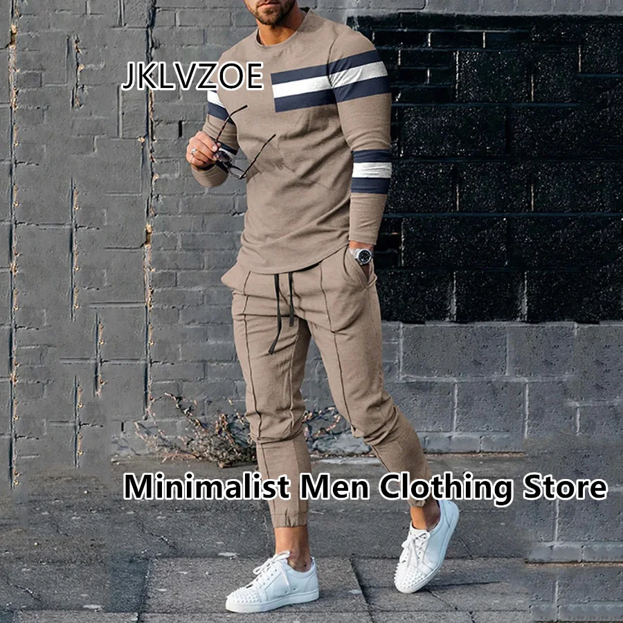 2023 Spring Men Tracksuit Long Sleeve T Shirt+Sweatpants Suit  Streetwear Vintage Sweatshirt Oversized Men Clothing 2 Piece Sets