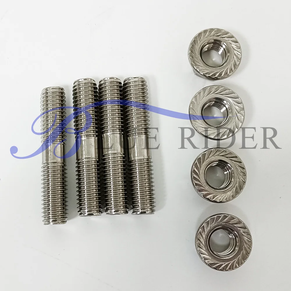 For Toyota, Nissan and Some Honda's 10mm Exhaust Studs & Serrated Nuts M10x1.25 Manifold Flange 4 Studs & 4 Nuts