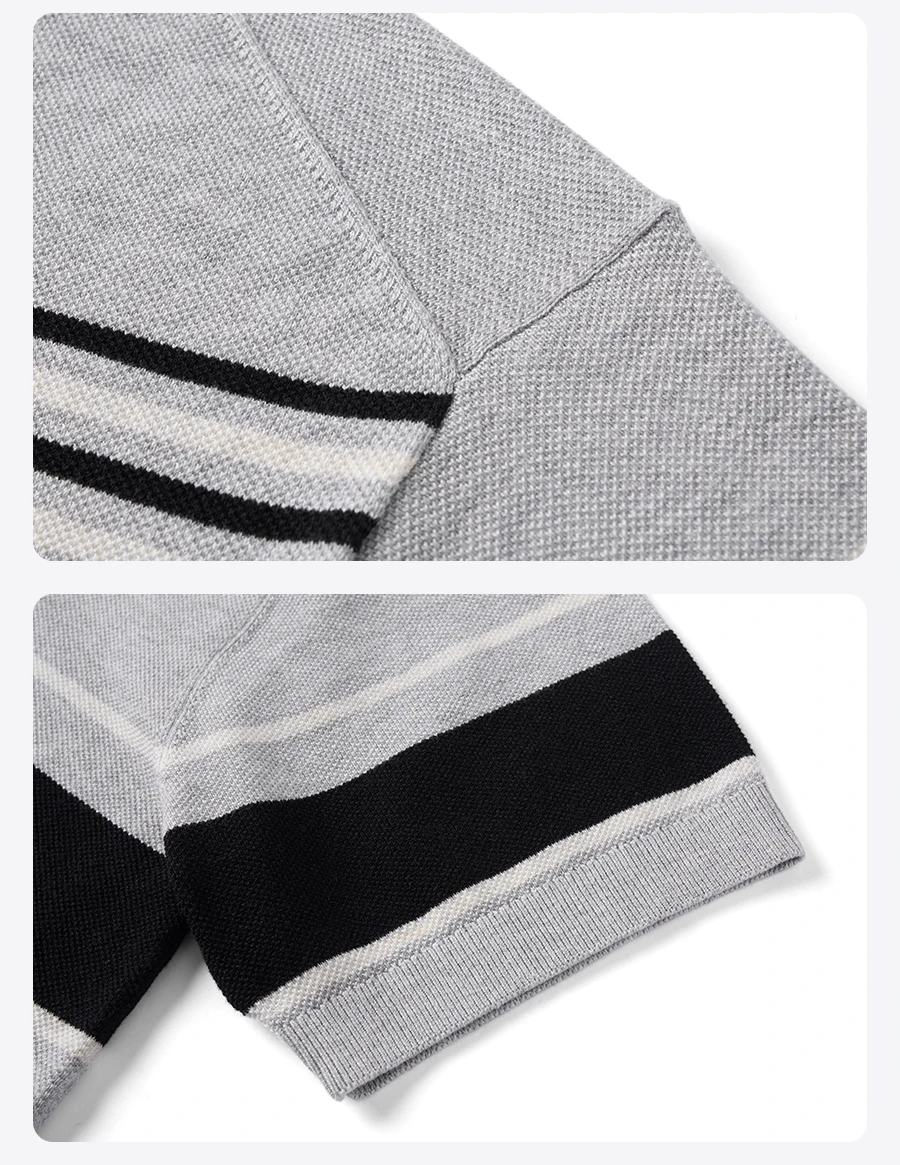 SIMWOOD 2025 Summer New Oversize Soft Knitted Polo Shirts Men Plus Size Tops Striped T-shirts 16 S02d0511d25d6461cba180a53502c50a6u