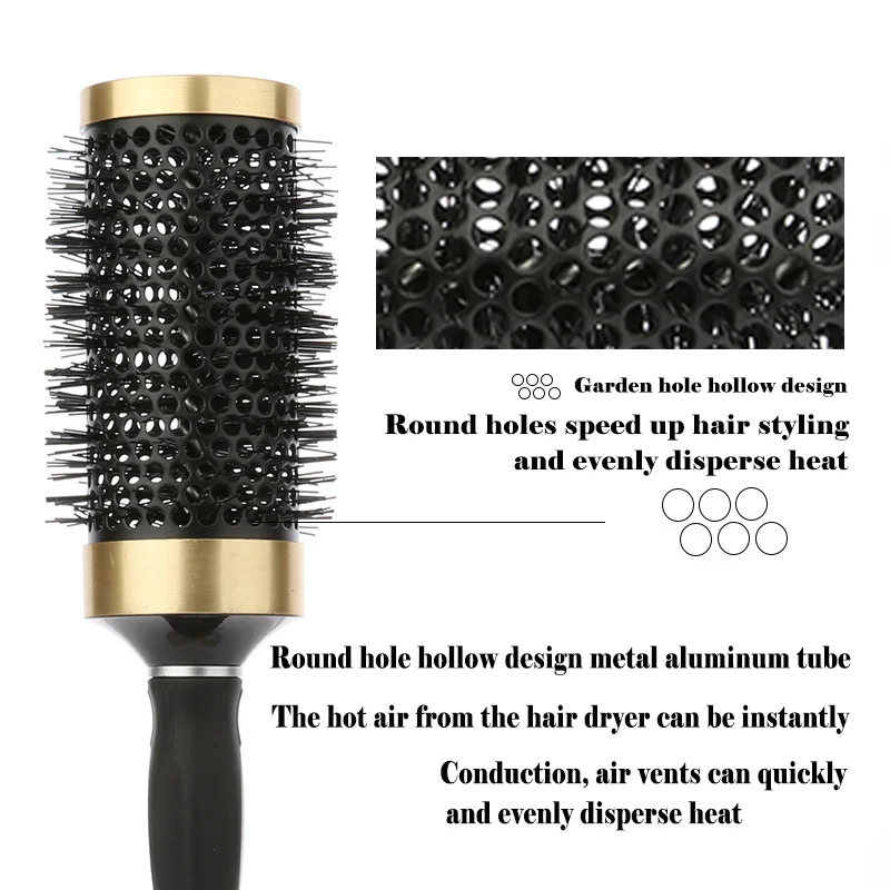 8 Size Anti-Static Barrel Hair Comb Salon Styling Comb High Temperature Resistant Round Hair Comb Barber Accessories DIY Home