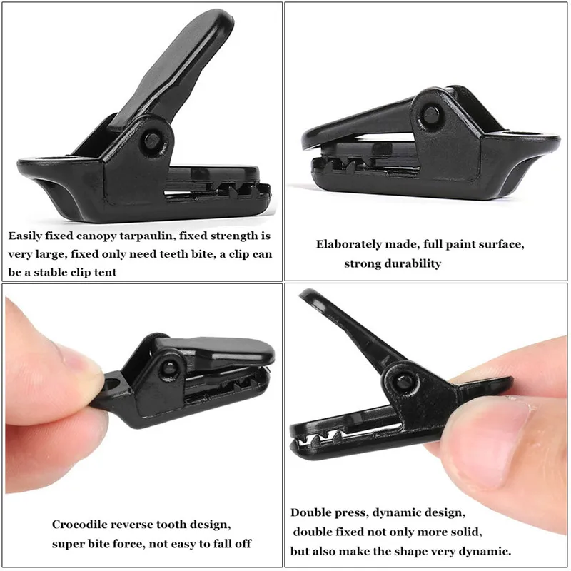 Description Picture 2 of item10pcs Hook Plastic Windproof Clamp Set Survival Grommet Tent Clips Buckle Awning Tarp Fixed Outdoor Camping Tent Accessories