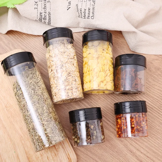 24-1PCS Transparent Seasoning Jars Reusable Large Empty Spice Condiment Storage Bottles Season Powder Containers Box For Kitchen 6