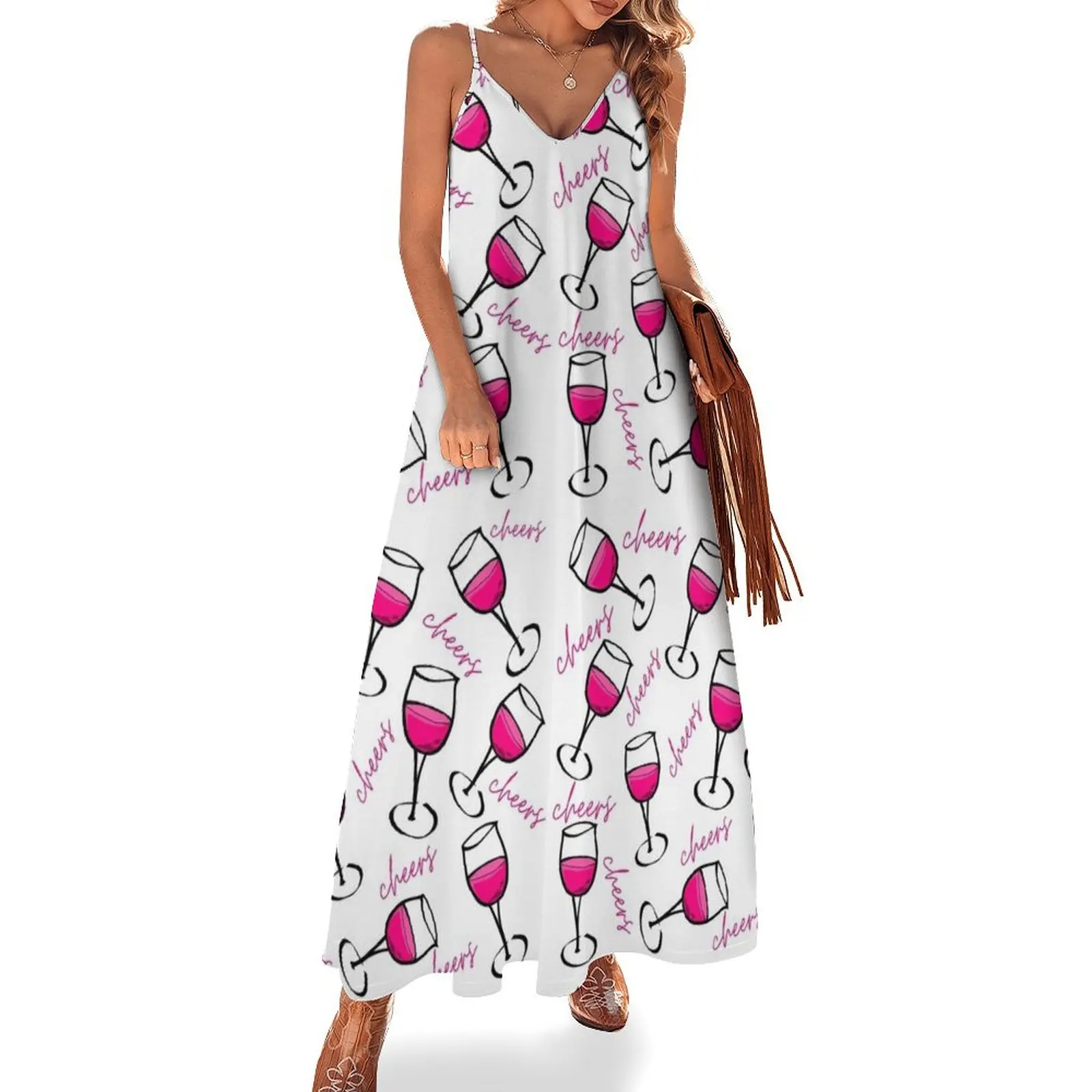 

typography wine glasses Sleeveless Dress long sleeve dress party dresses woman