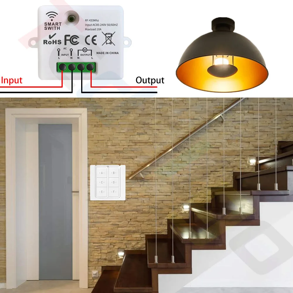 lampada ventilador interruptor 110v 220v 230v 240v 10a rele receptor 03