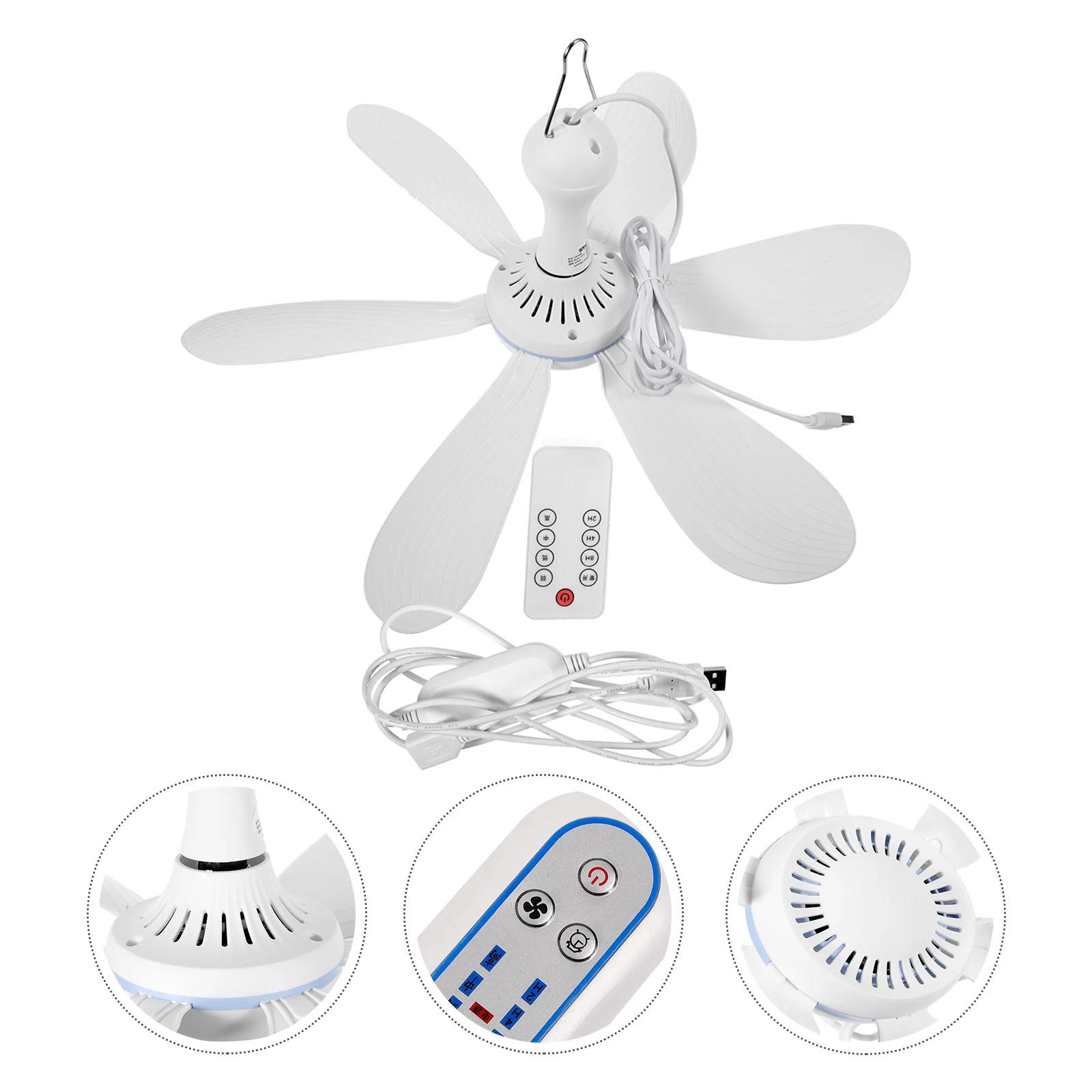 

USB-вентилятор на потолок, вентилятор для общежития, бесшумный потолочный вентилятор на 6 лопастей для кемпинга