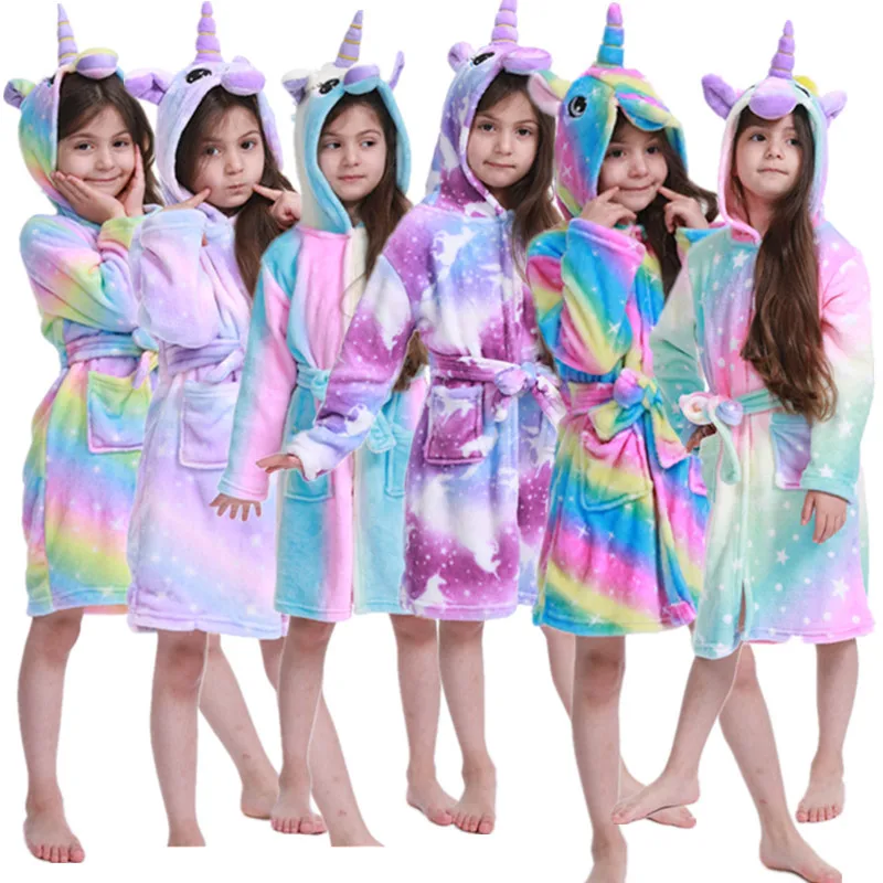 Children Bathrobe For Girls Kigurum Unicorn Pyjamas Boys Hooded Bathrobe