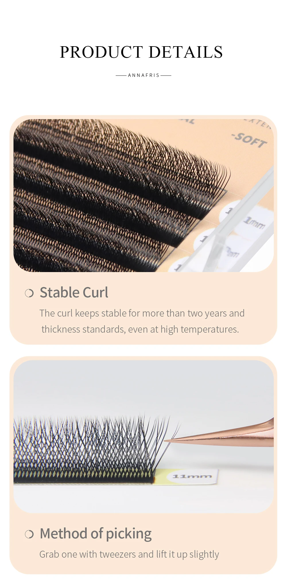 ANNAFRIS 2Tips 3D W schwarze Wimpernverlängerung, vorgefertigte Volumenfächer, natürlich, weich, 6D W-Form, automatische blühende Blüte, falsche Wimpern – Detail 6