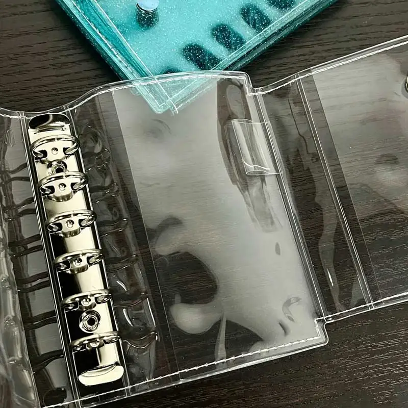 새로운 고급 투명 A7 3단 접이식 수첩 루즈리프 탈부착 가능 학생 휴대용 필기 다이어리 수첩