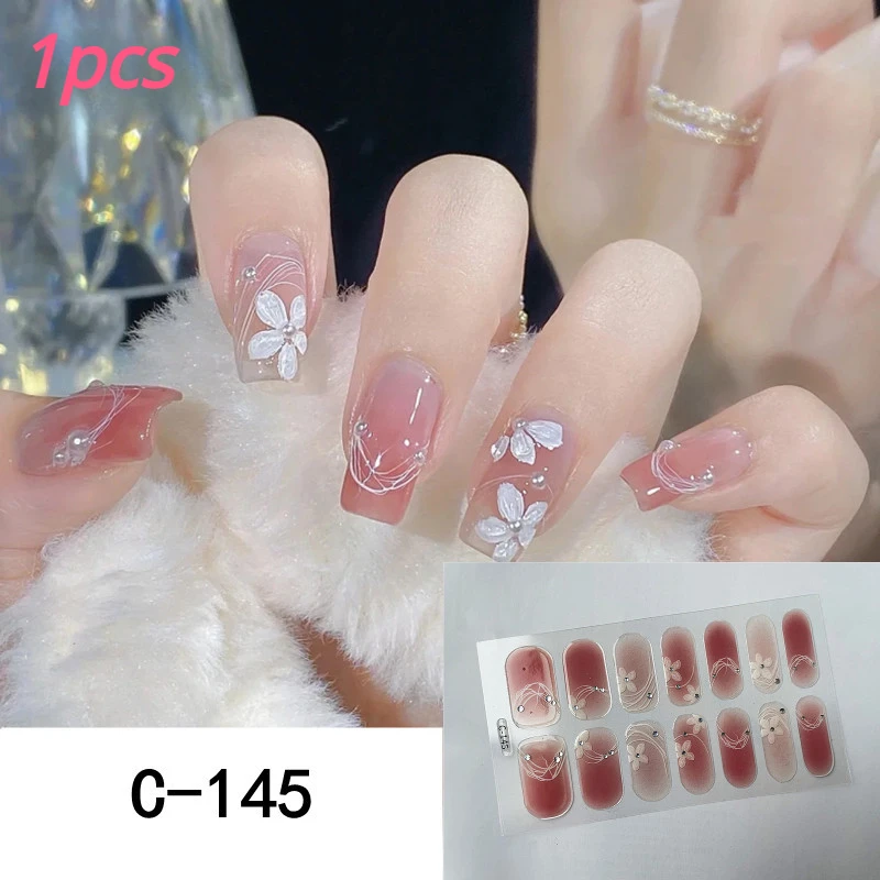 Gel Nail Polish Stickers Full Cover Wraps Pastel Orange Marble Design  Beauty DIY | eBay