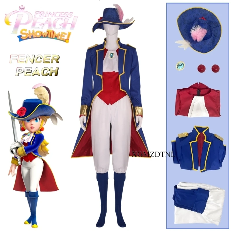 

2024 Showtime Peach Fencer Set Cosplay Costume for Women Carnival Halloween Makeup Ball Casual Medieval Swordsman Girl Suit