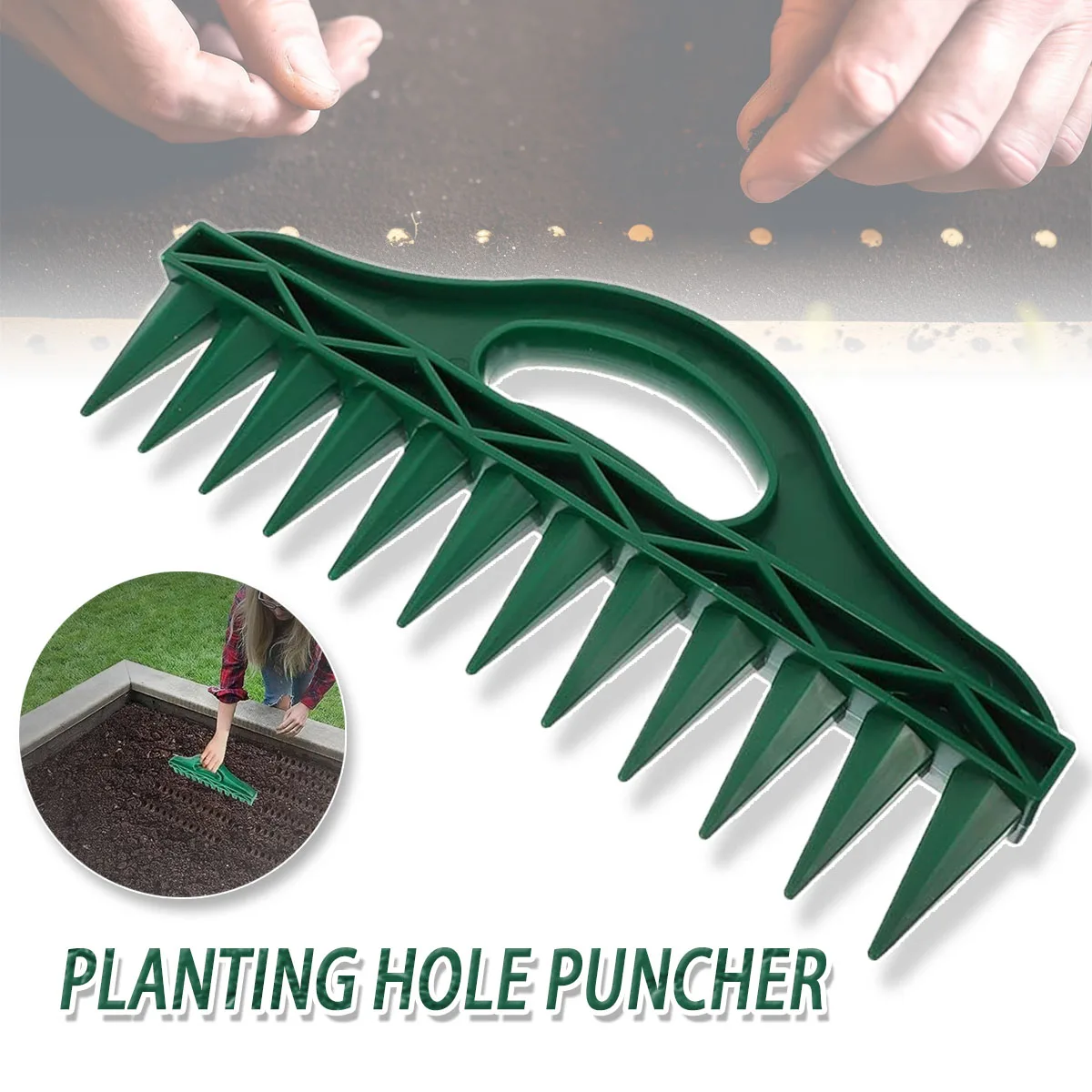 Hand Dibbler Garden Tool With 12 Holes Plant Seed Soil Digger for Fast Seeding Waterproof Durable PP Material