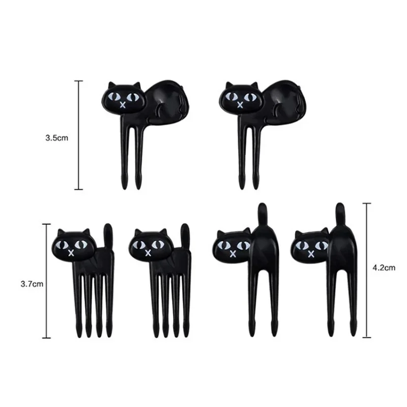 Black Cat Mini Cartoon Snack Fork Set - 6pcs