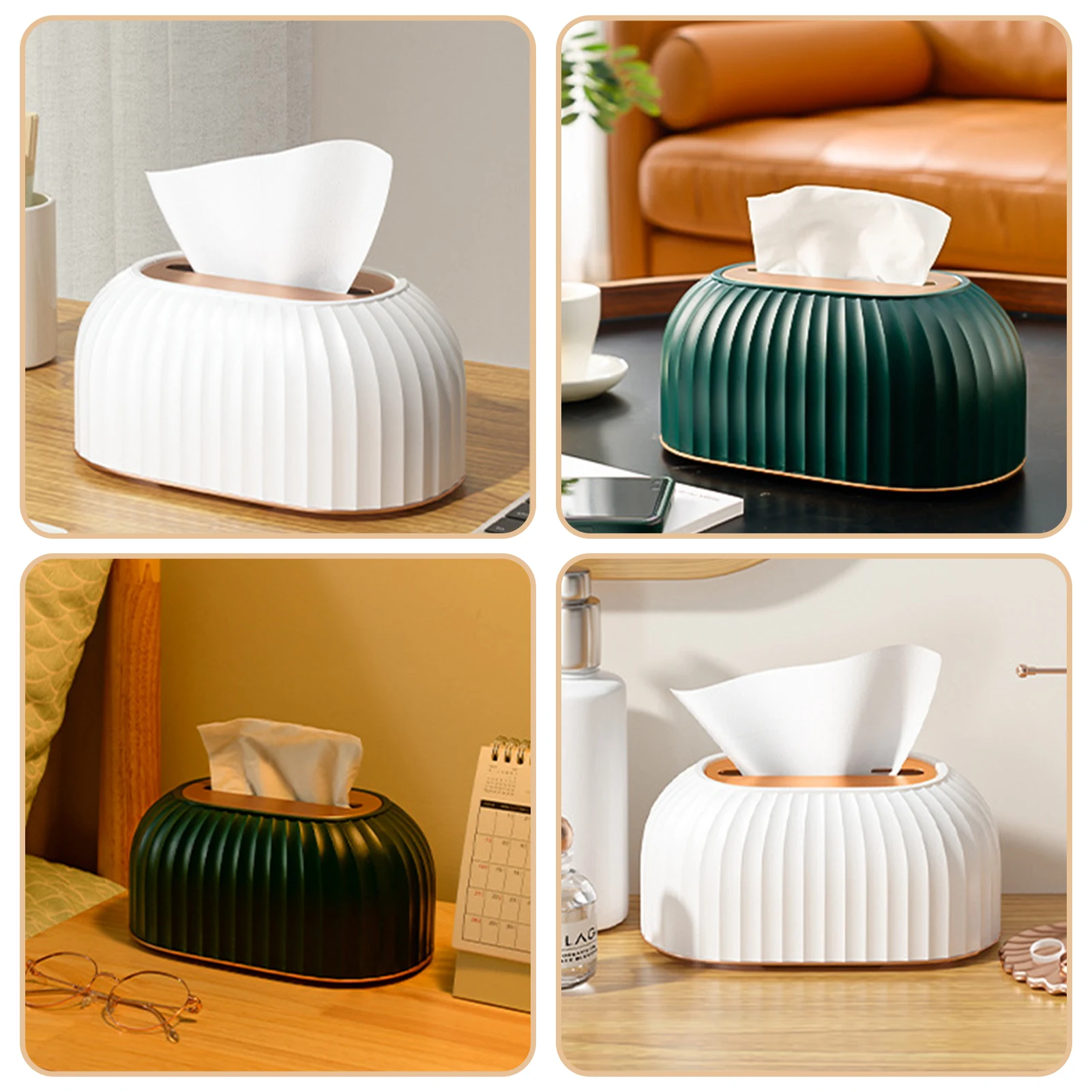 

High-Grade Stripe Tissue Box Bottom Spring Design Napkin Box For Living Room Home Automobile spare Parts Simple Style Napkin Box