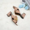 2024 New Women's Summer Outdoor Coarse Heeled Slippers with Anti Slip and Dew Toe Solid Color Water Diamond High Heel Slippers 4