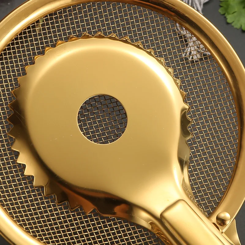 Gold Food Clip Stainless Steel Serving Tongs Oil Filter Spoon Mesh Strainer Colander for Snack Barbecue Steak Clamp Kitchen Tool