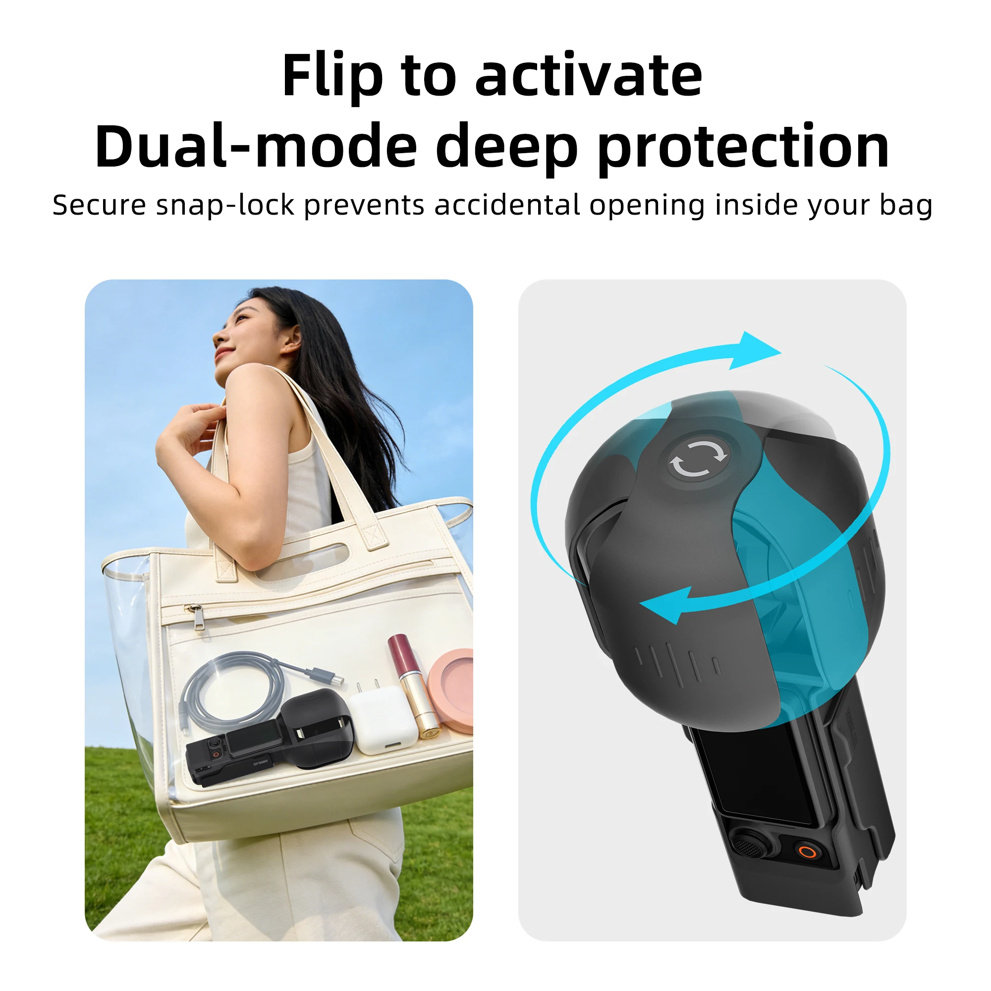 DJI Pocket 4 카메라용 STARTRC 보호 케이스, 제거 없이 촬영 가능한 플립 디자인, 휴대용 보호 쉘 액세서리