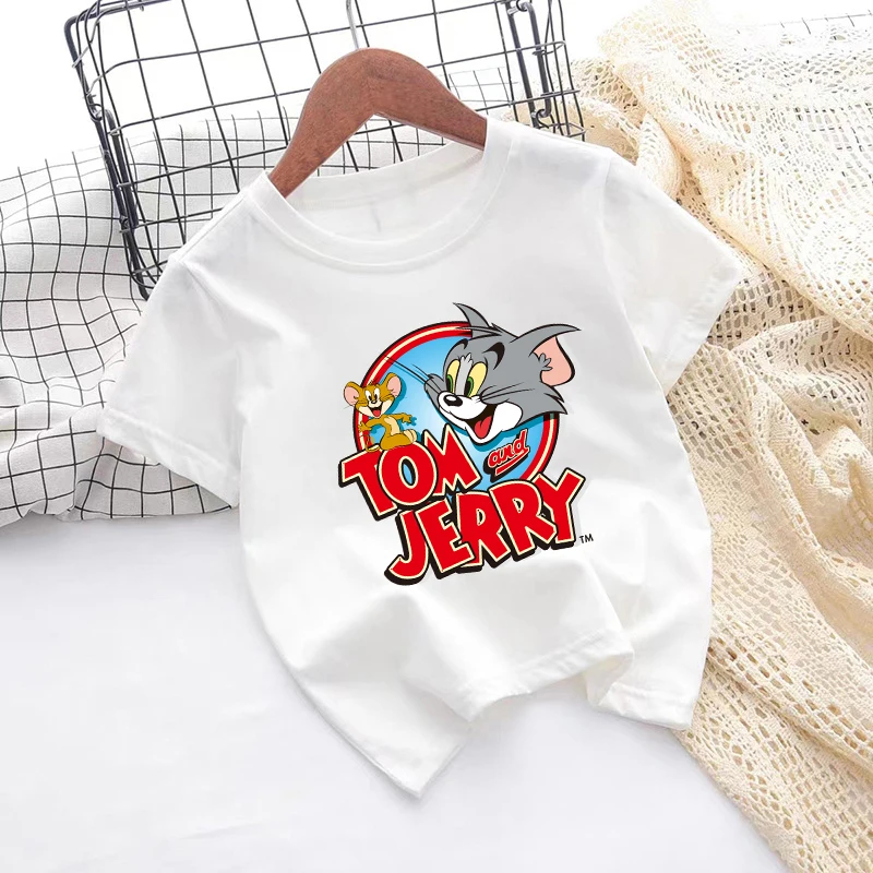 Children's Tom and Jerry Short Sleeve Casual Summer T-Shirt - Fashionable Birthday Gift