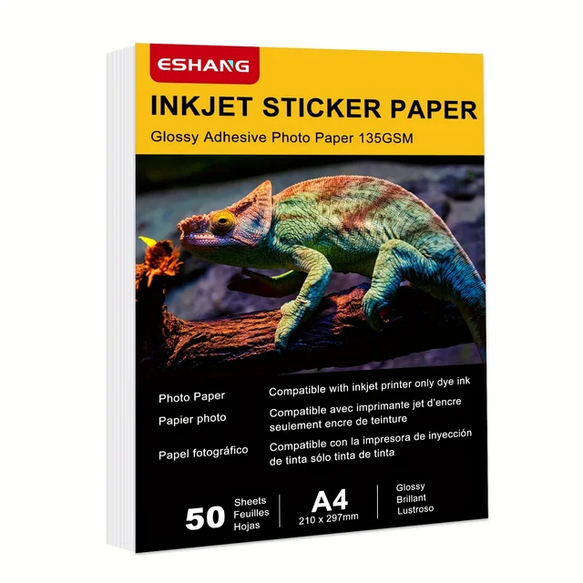 A4 High Glossy Self-adhesive Photo Paper/50 sheets 135gsm size for inkjet printers, peel and stick photos, crafts, scrapbooks 1