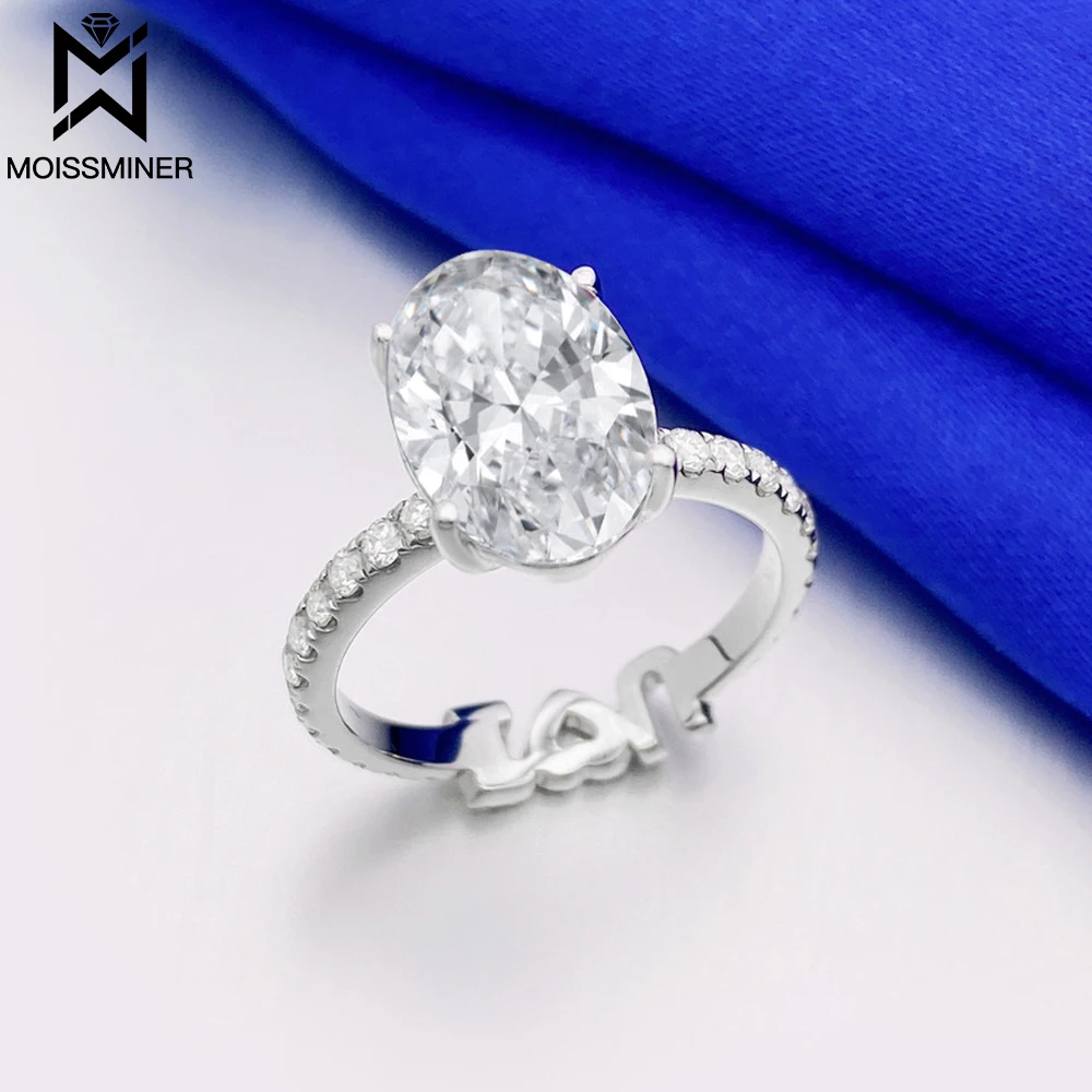 Moissanite Rings I Love U For Wedding Iced Out Real Diamond Finger Ring Jewelry Men High-End Jewelry Pass Tester Free Shipping