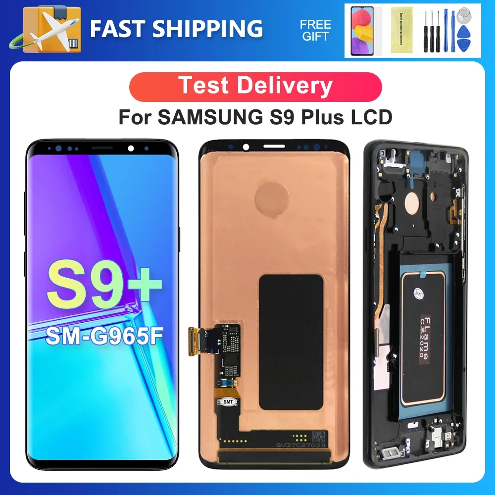 ЖК-дисплей S9 Plus для Samsung 6,2 'для S9 + G965F G965U G965W G9650 G965U1, сменный сенсорный экран с цифровым преобразователем в сборе