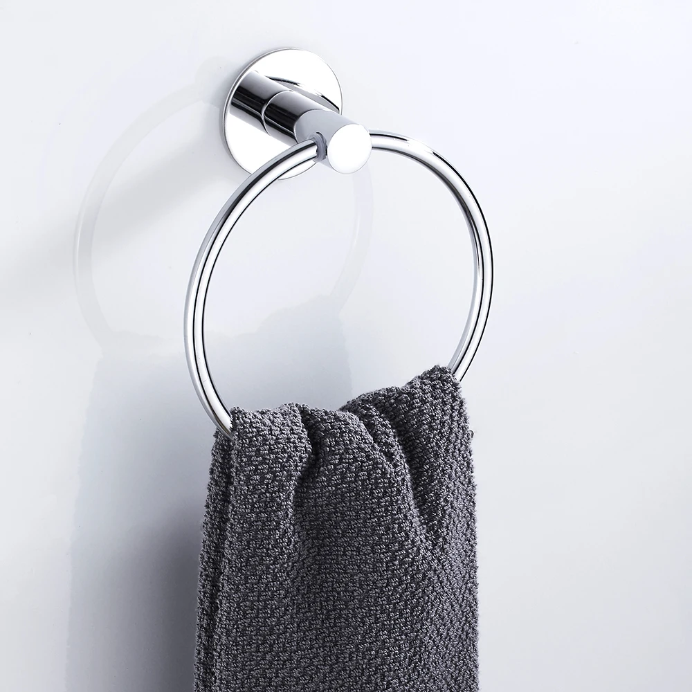 Self Adhesive Towel Rings Stainless Steel Round Bathroom Towels Holder