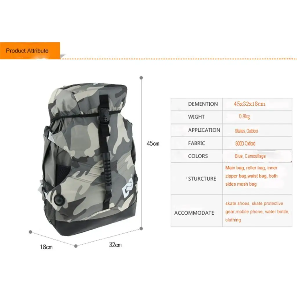 Professional Roller Skates Backpack Fashion Unisex Outdoor Bags Nylon Durable Multi-pocket Sports Bags Outdoor Sports Backpack 6