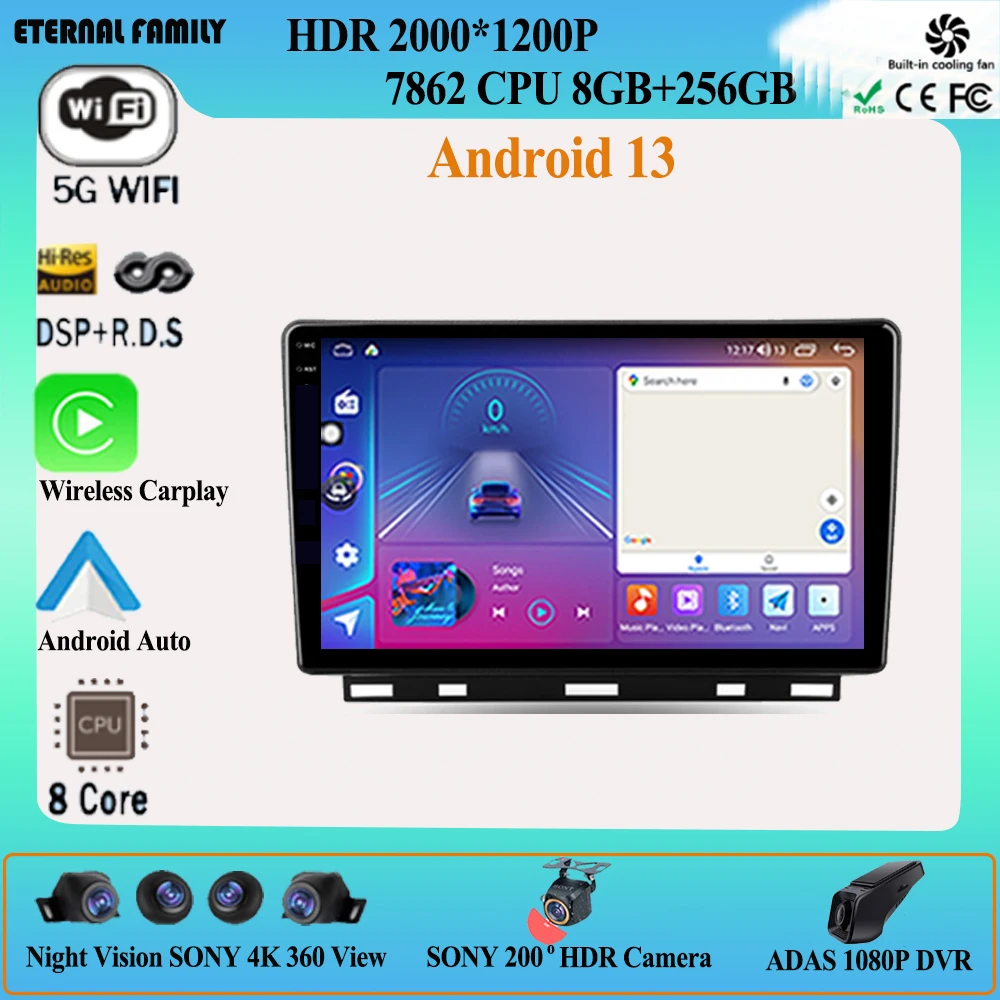 

Автомагнитола 9 для Renault Clio 5 Lutecia, 2019-2021, android 13, GPS-навигация, Carplay, мультимедийный плеер, автостерео, No2 din, DVD