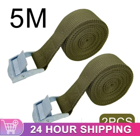 2pcs 5M Car Tension Rope Tie Down Strap Strong Ratchet Belt Car Luggage Bag Cargo Lashing Strap For Truck Motorcycle Bike Boat Cargo Straps Cargo Tie Down Strap Tie Down Straps Lashing Strap