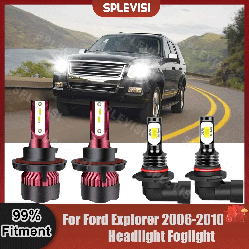 

Caar LED Headlight High Low Beam Foglight Bulbs Conversion Kit For Ford Explorer 2006 2007 2008 2009 2010 6000K White