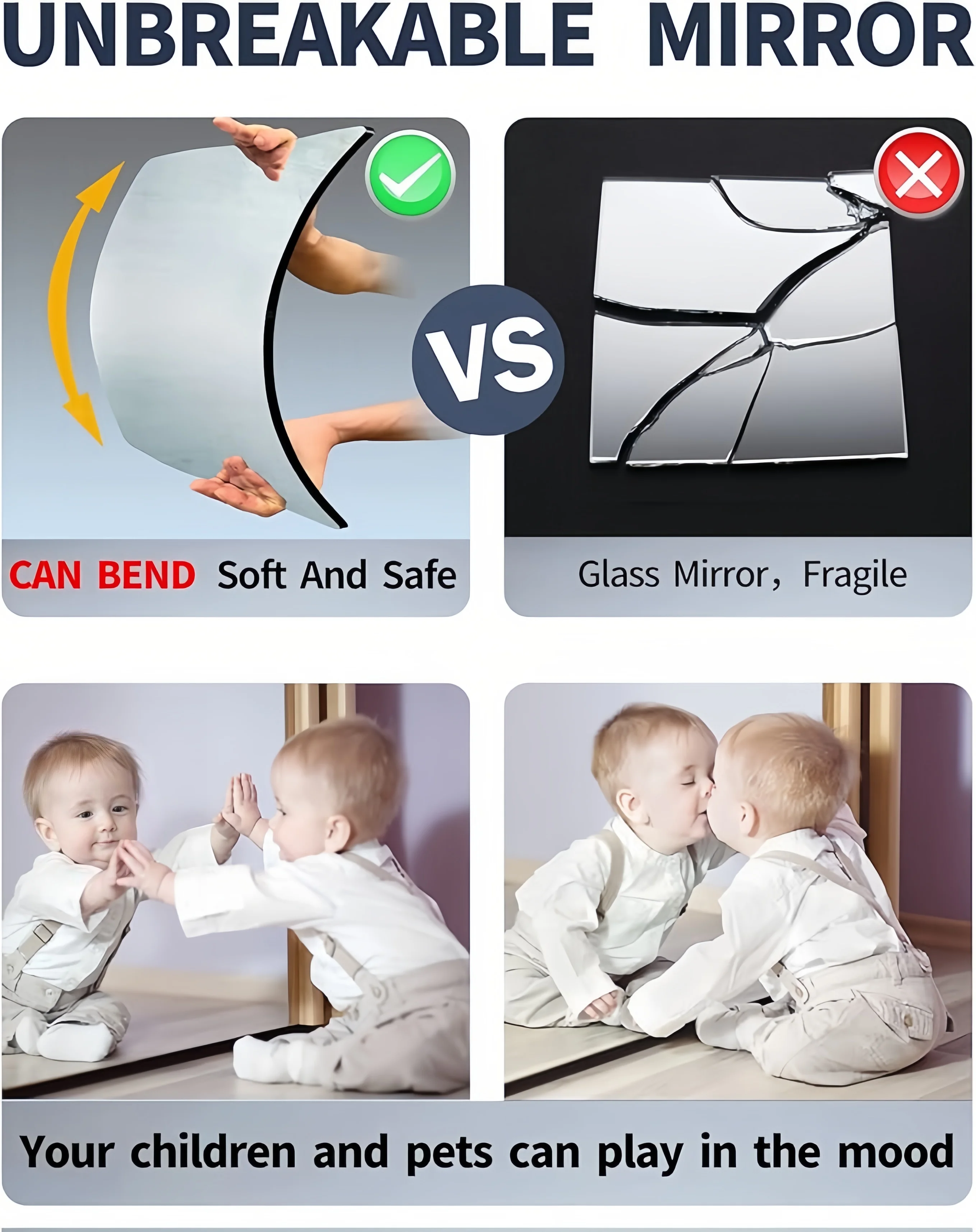 Mirror Wall Sticker Mirror Mosaic Tiles 4/8Pcs Wall Mirrors Unbreakable Full Length Wall Mirror Tiles Shatterproof for Kids 10" x10 Workout for Home Gym Body