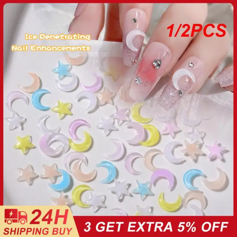 

1/2PCS 3d Nail Decoration Resin Star Moon Moon Star Jewelry Cute Nail Supplies Nail Art Decoration Nail Tools Nail Beauty /bag