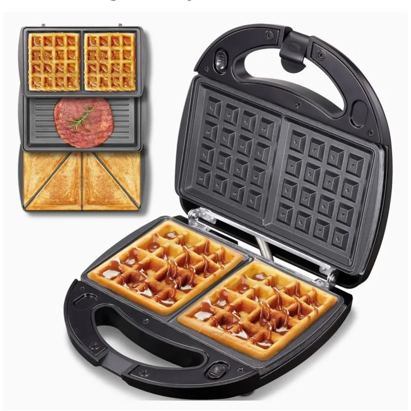 Panini 3 in 1 Household Sandwich Machine Multifunctional Waffle Cake Light Breakfast Steak Machine тостер 3