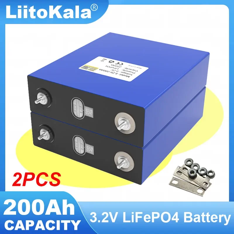 2 Pz Liitokala 3.2V 200Ah Lifepo4 Batteria 3.2V Litio Ferro Fosfato Batterie Per Camper Golf Cart Off-Road Solar Wind
