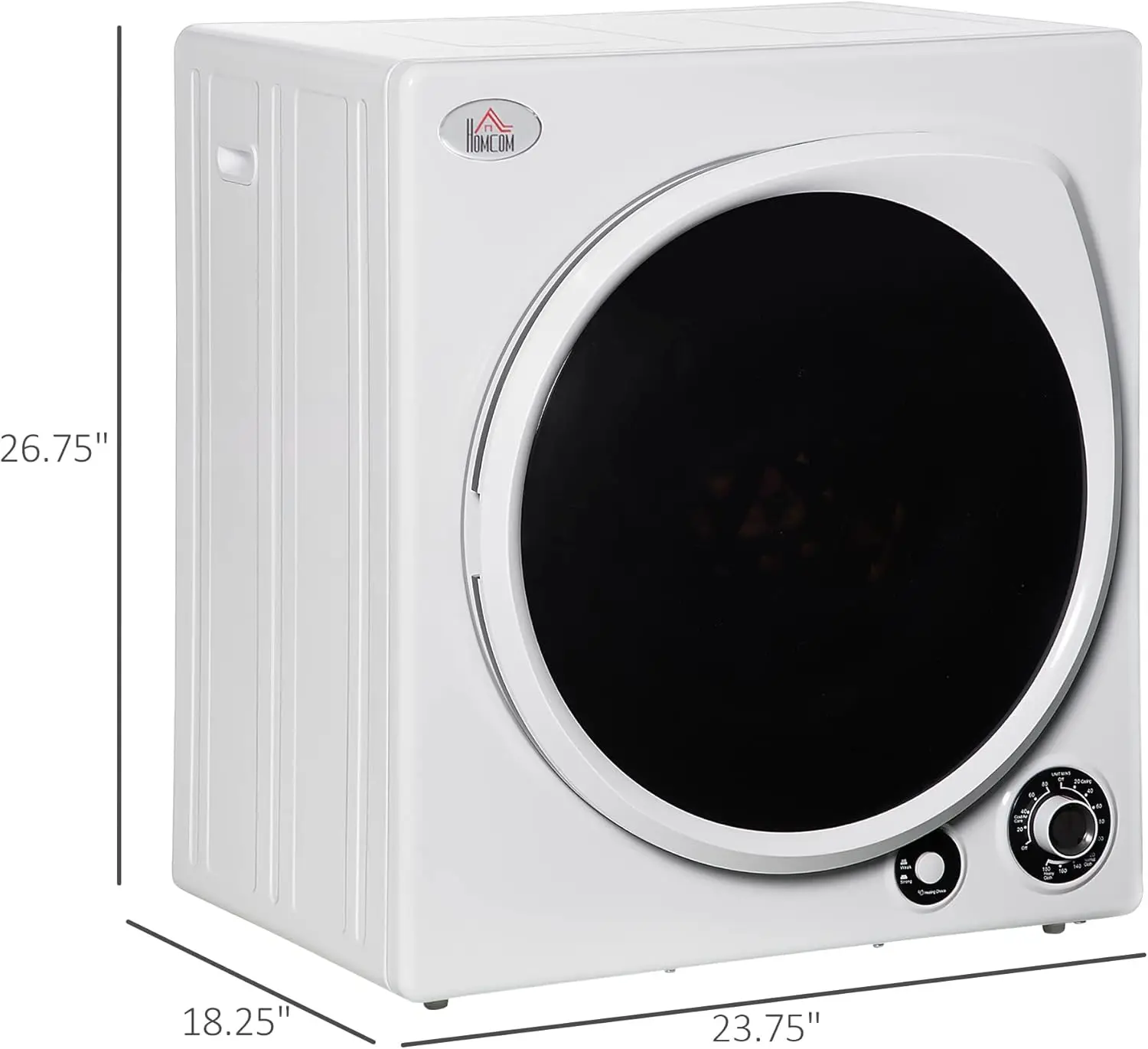 Automatic Dryer Machine 1350W 3.22 Cu. Ft. Portable Clothes Dryer 5 Drying Modes Stainless Steel Tub for Apartment