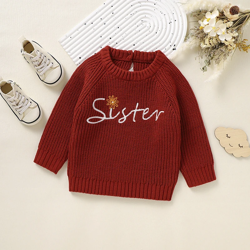 용 니트 스웨터, , 여아, 소년, 가을, , 어린이 의류, 패션 자수, 문자 상의, 따뜻한