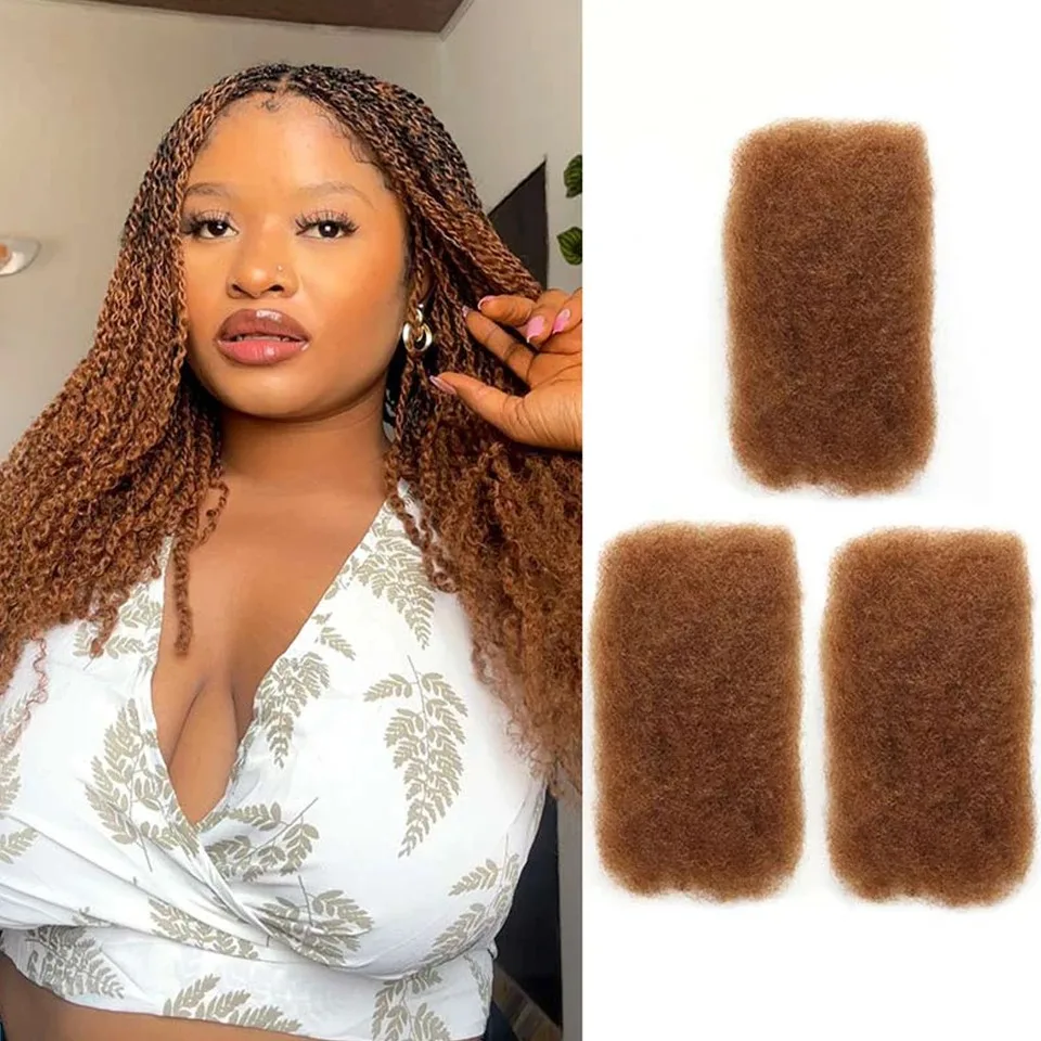 Human Hair Bulk for Braiding Natural Mini Twist Look QVR Afro Kinky Dreadlock Loks Repair