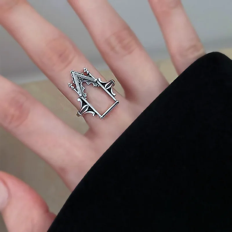 2023 Fashion Trend Jewelry Ring Gothic Queen Castle Ring Women Goth Trend Jewelry Rings for Women Bling Ring Men - 4
