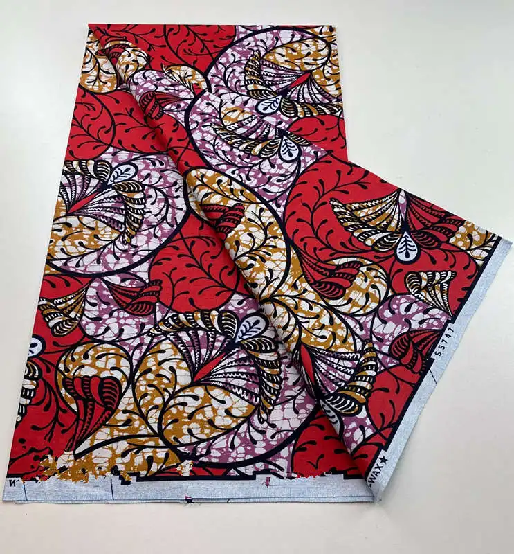 2023 High Quality African Wax Fabric Stretch Ankara Print Brode Cotton Material Wrapper New Gold Line Pattern For Sewing 6Yards 5