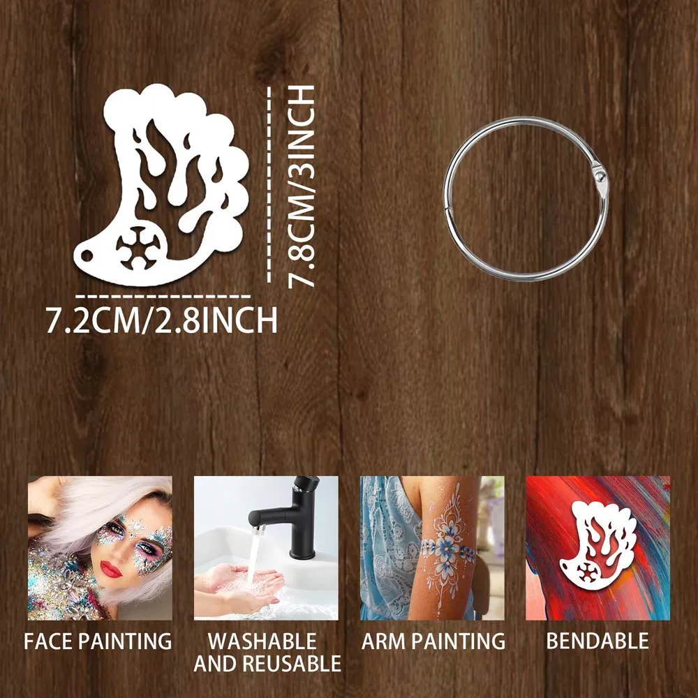 Makeup Tools Reusable Face Paint Templates Multiple Pattern Hand Painting Body Art Paint Stencils Flowers Leaves Decorative DIY Makeup Tools
