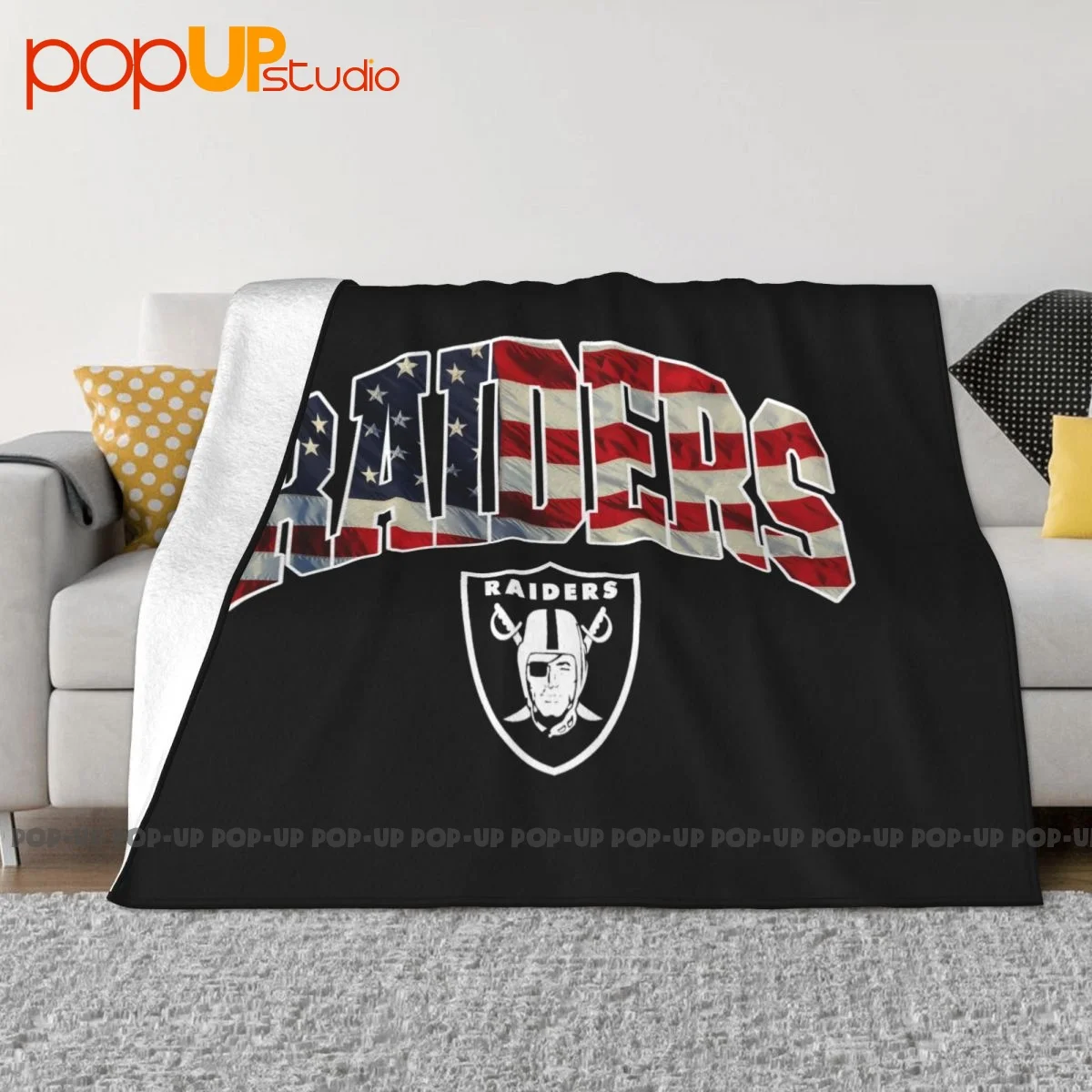 Las Vegas Raiders Football Happy Independence Day Us Flag Blanket