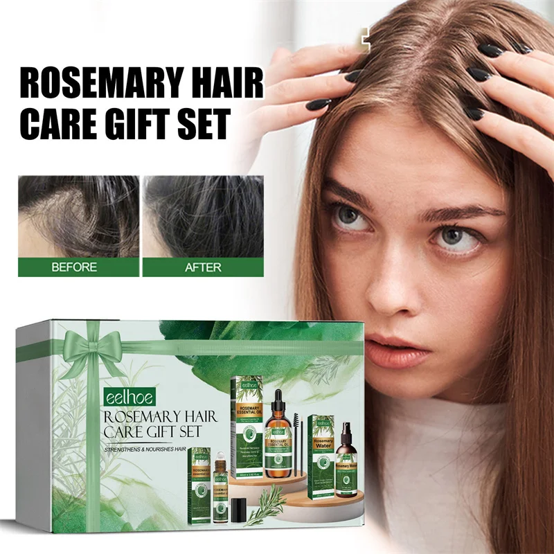Hair Growth Kit Essential Oil Rosemary Mint Hair Strengthening Oil Nourishing Treatment for Split End Dry