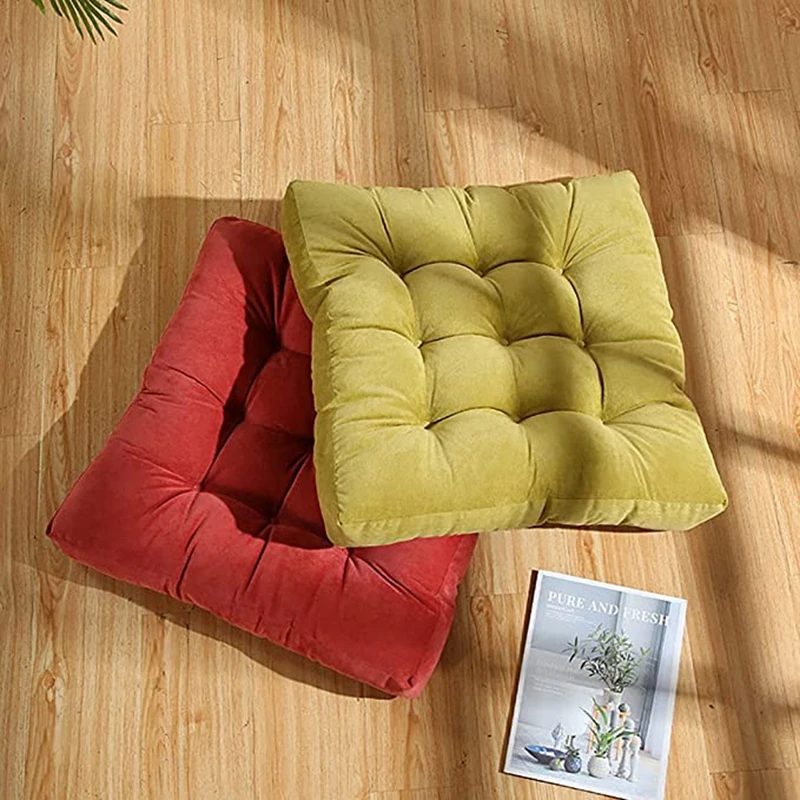 Large Square Floor Seating Pillow Corduroy Tufted Floor Cushion